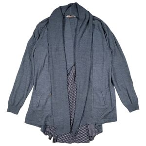 Soft Surroundings Cardigan‎ Womens M Gray Open Front Wool Blend Split Back Cozy